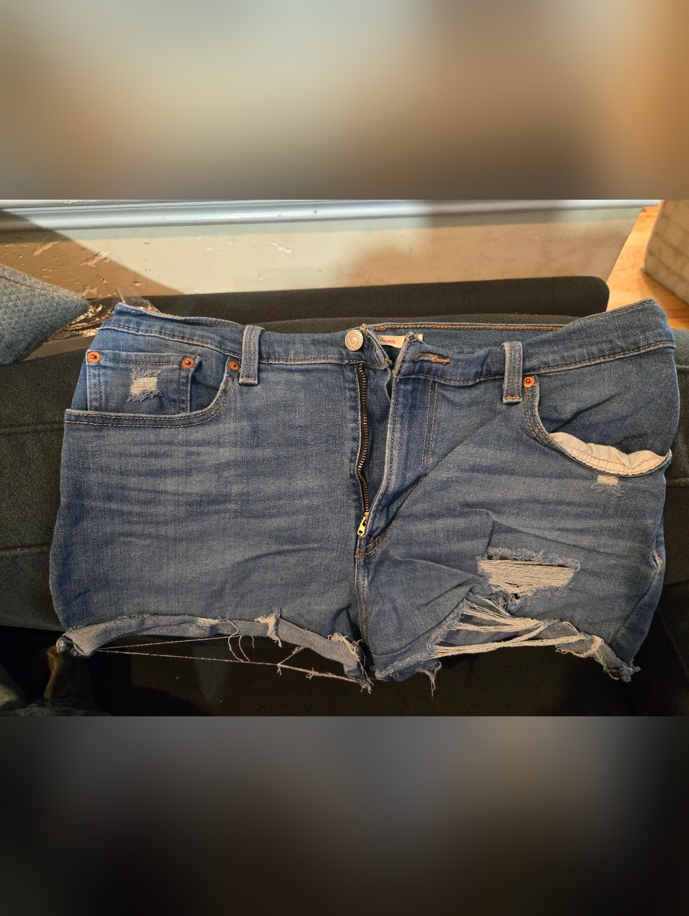 Levi's Distressed Blue Denim Shorts